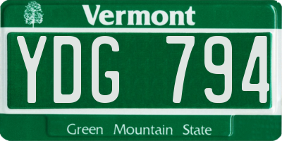 VT license plate YDG794
