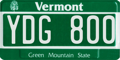 VT license plate YDG800