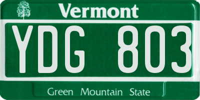 VT license plate YDG803