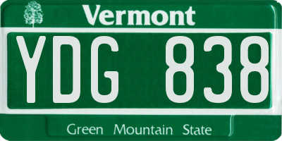 VT license plate YDG838