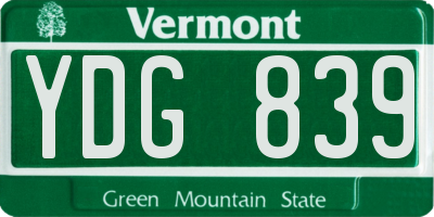 VT license plate YDG839