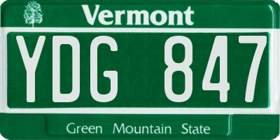 VT license plate YDG847