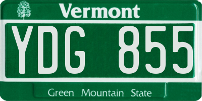 VT license plate YDG855