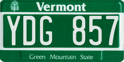 VT license plate YDG857