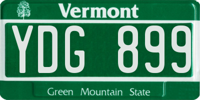 VT license plate YDG899