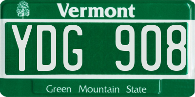 VT license plate YDG908