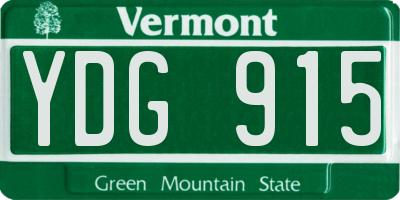 VT license plate YDG915
