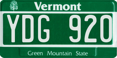 VT license plate YDG920