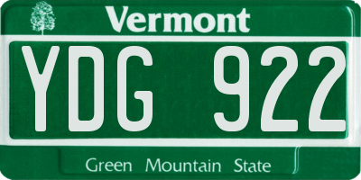 VT license plate YDG922