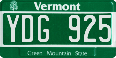 VT license plate YDG925