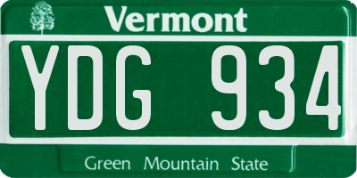 VT license plate YDG934