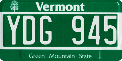 VT license plate YDG945