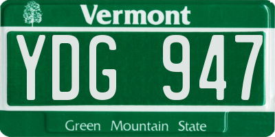 VT license plate YDG947