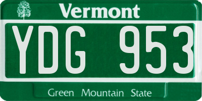 VT license plate YDG953