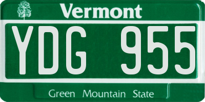 VT license plate YDG955
