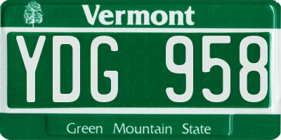 VT license plate YDG958