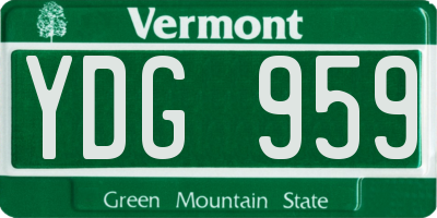 VT license plate YDG959