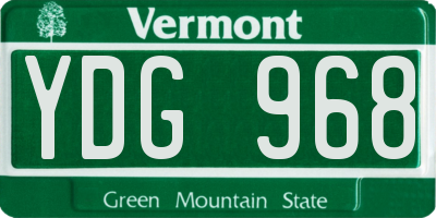 VT license plate YDG968