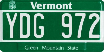 VT license plate YDG972