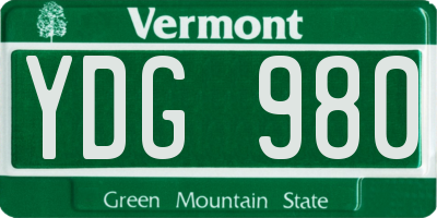 VT license plate YDG980