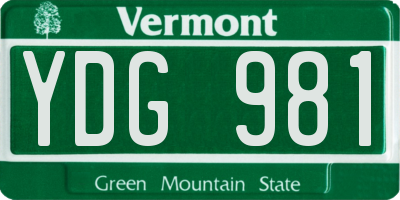 VT license plate YDG981