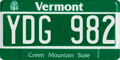 VT license plate YDG982