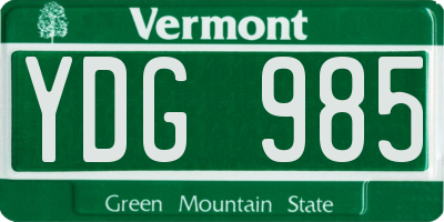 VT license plate YDG985