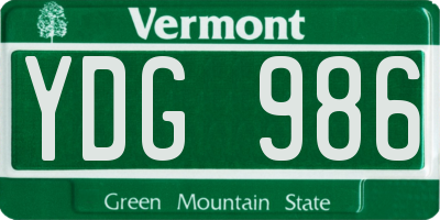 VT license plate YDG986