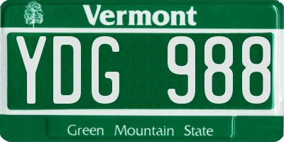 VT license plate YDG988