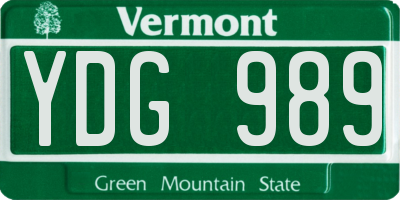 VT license plate YDG989