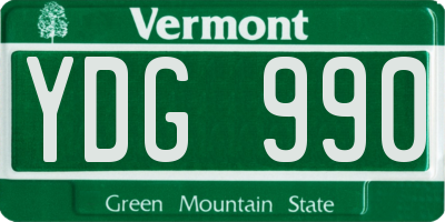 VT license plate YDG990