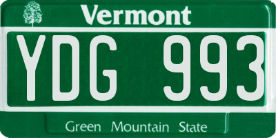 VT license plate YDG993