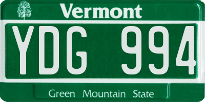 VT license plate YDG994