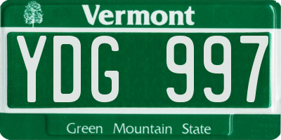 VT license plate YDG997