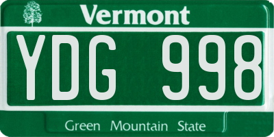 VT license plate YDG998
