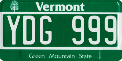 VT license plate YDG999