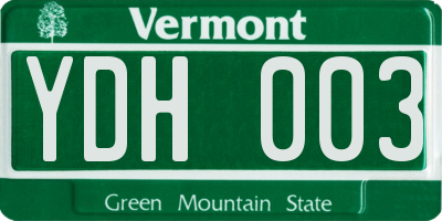 VT license plate YDH003