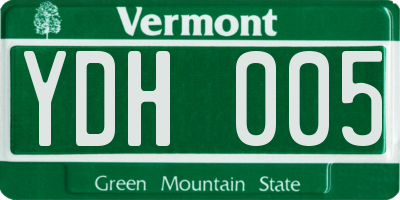 VT license plate YDH005