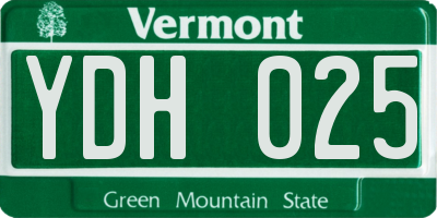 VT license plate YDH025