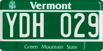 VT license plate YDH029