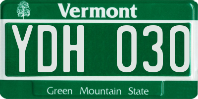 VT license plate YDH030