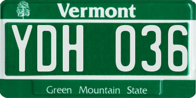 VT license plate YDH036