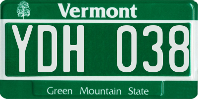 VT license plate YDH038