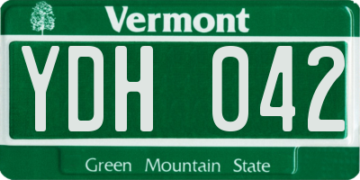 VT license plate YDH042