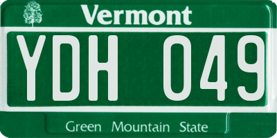 VT license plate YDH049