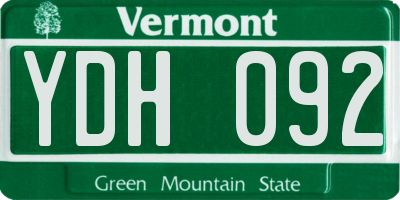 VT license plate YDH092