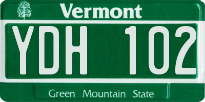 VT license plate YDH102