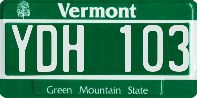 VT license plate YDH103
