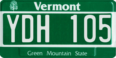 VT license plate YDH105