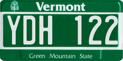 VT license plate YDH122